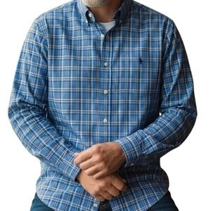 Ralph Lauren Classic Preppy‎ Plaid Large  Fit Mens Button Down Shirt Long Sleeve